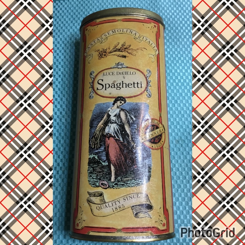 Spaghetti Storage Tin - Yellow & Red